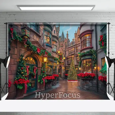 Anicent Brown Town Festive Christmas Vibe Backdrop - Aperturee