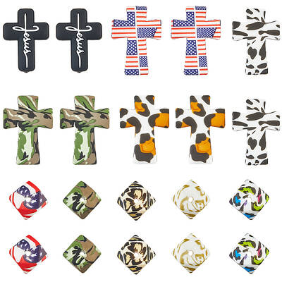 20Pcs 10 Styles Silicone Focal Beads