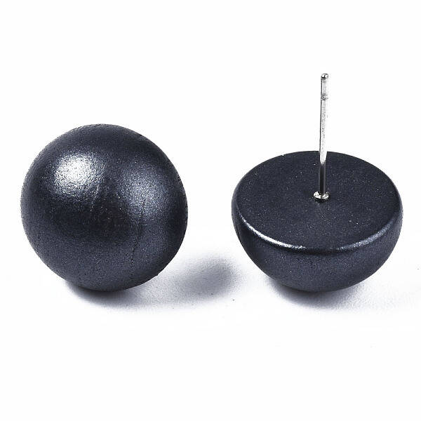 Painted Half Round Schima Wood Earrings for Girl Women