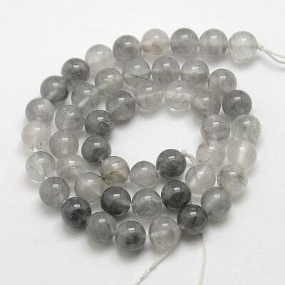 Natural Gemstone Cloudy Quartz Round Bead Strands