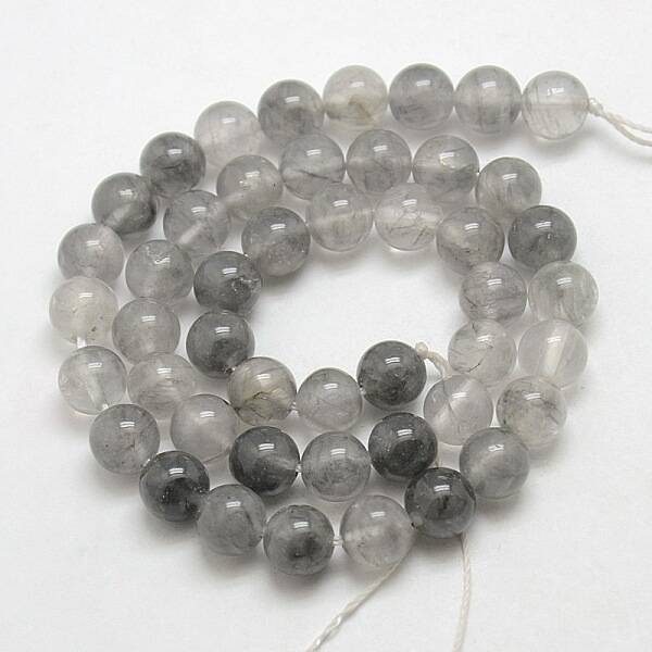 Natural Gemstone Cloudy Quartz Round Bead Strands