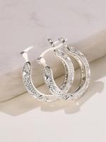 Fashionable Texture Metal Design Hoop Earrings, Elegant Hoop Earrings For Women, Fashion Jewelry For Party, Daily Clothing De...