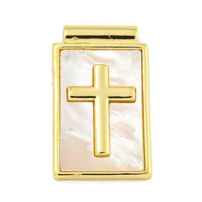 Rack Plating Brass Pave Shell Pendants