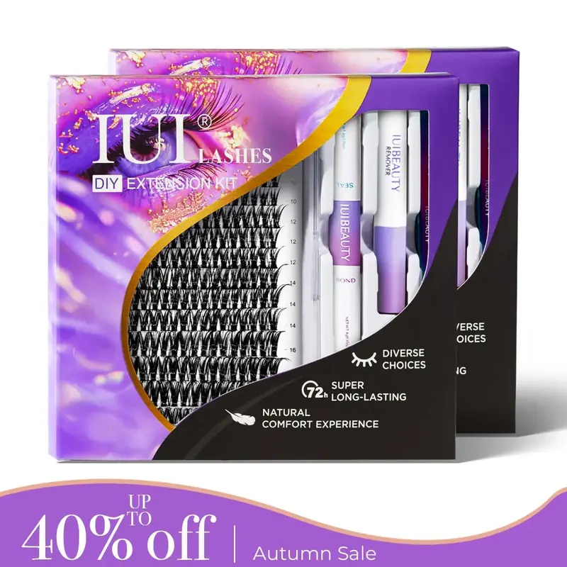IUI Lash DIY Lash Extension Kit, Beginner-Friendly Eyelash Makeup with Bond and Seal, Tweezer and Remover for DIY Eyelash Ext...