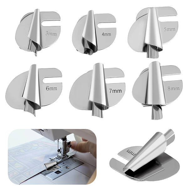 6Pcs 6 Style Stainless Iron Sewing Rolled Hemmer Foot