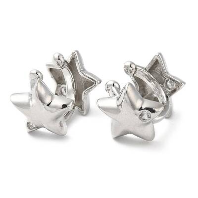 Rack Plating Brass Micro Pave Cubic Zirconia Star Cuff Earrings