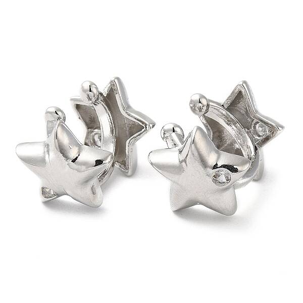 Rack Plating Brass Micro Pave Cubic Zirconia Star Cuff Earrings