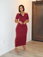 Women's Polo Collar Dress, Fashion Casual Short Sleeve Dress for Daily Outdoor Wear, Women Dress for Summer, Womenswear