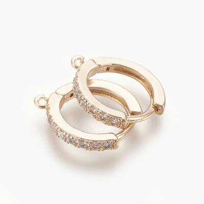Brass Micro Pave Cubic Zirconia Huggie Hoop Earring Findings