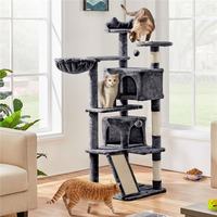 【On Sale】 Yaheetech 57'' Cat Tree Multilevel Cat Tower with 2 Condos & Dangling Ball & Round Platform & Ladder