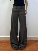 Women's Striped Print Button Straight Leg Pants, Casual Comfy Pocket Trousers for Daily Wear, Ladies Bottoms for All Seasons,...