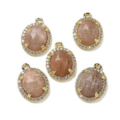 Natural Sunstone Faceted Oval Pendants