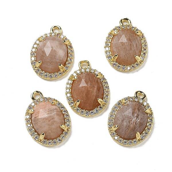 Natural Sunstone Faceted Oval Pendants