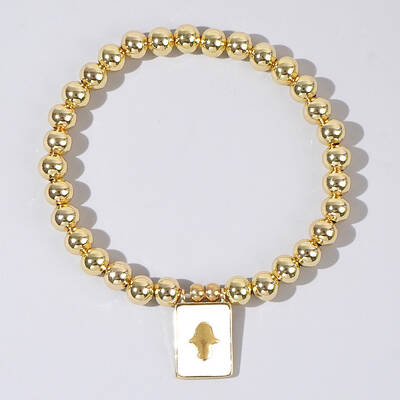 Personality Brass Round Bead Beaded Stretch Bracelets