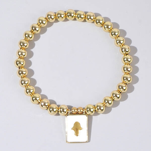 Personality Brass Round Bead Beaded Stretch Bracelets