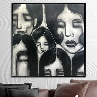 Figurative Abstract Faces Original Abstract Painting Black And White Painting Lifestyle Fashion Oil Painting | WOMEN'S SECRET...