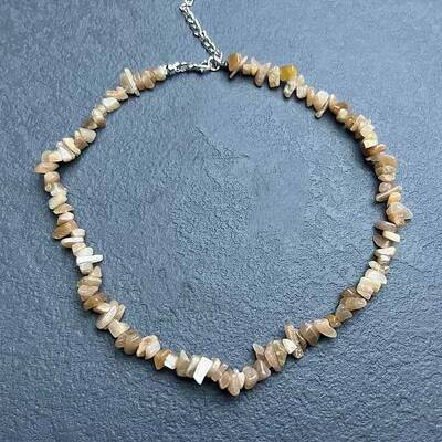 Natural Sunstone Chip Beaded Necklaces for Women