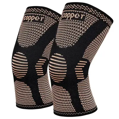 Quad-Stretch Knitted Copper-Infused Knee Support: Wholesale Value, Silicon Knee Support crafted for Runners, Superior Breatha...
