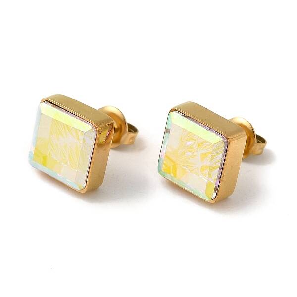 Glass Square Stud Earrings
