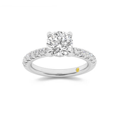 Embers Half Coverage Hidden Halo Round Lab Grown Diamond Engagement Ring | 10K White Gold 3 3/4 CT. TW.