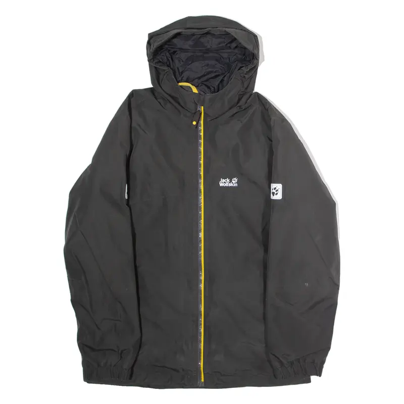 JACK WOLFSKIN 2 In 1 Boys Jacket Black Hooded L