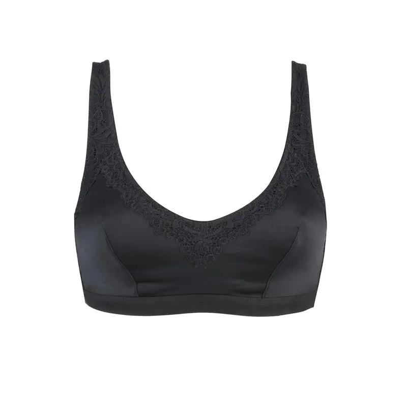 Back Support Full Coverage Wireless Organic Cotton bra (Champagne & Black) | Size: 16 | Color: Black
