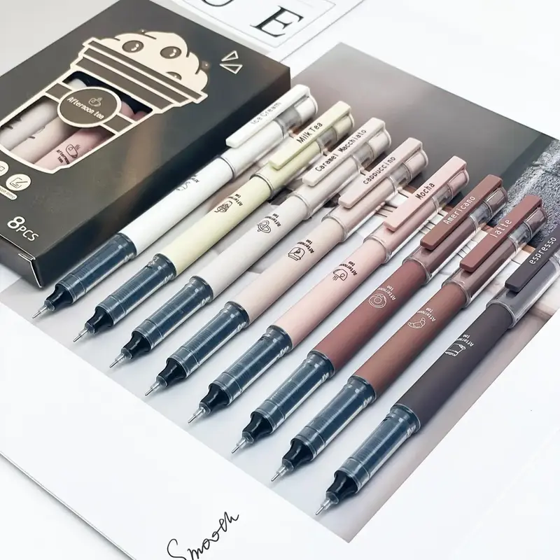 Coffee Theme Liquid Quick-drying Ink Gel Pen, No Smear Soft Touch Pen for Note Taking Drawing School Office Stationery Suppli...