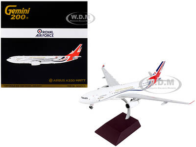 Airbus A330 MRTT Tanker Aircraft British Royal Air Force White with United Kingdom Flag Graphics Gemini 200 Series 1/200 Diec...