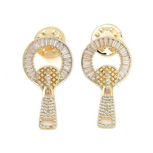 Rack Plating Brass Micro Pave Clear Cubic Zirconia Stud Earrings
