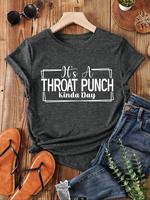 Women's Letter Print Round Neck Tee, Fashion Casual Short Sleeve T-shirt for Daily Wear, Graphic Tees, Ladies Summer Clothes...