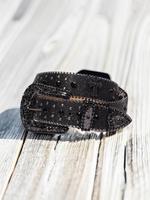 New Punk Belt Rhinestone Decorated Pu Buckle Belt, Styling Cross Belt for Party, Daily Clothing Decor, Trendy All-match & Exq...