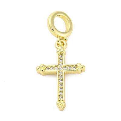 Brass Micro Pave Cubic Zirconia European Dangle Charms