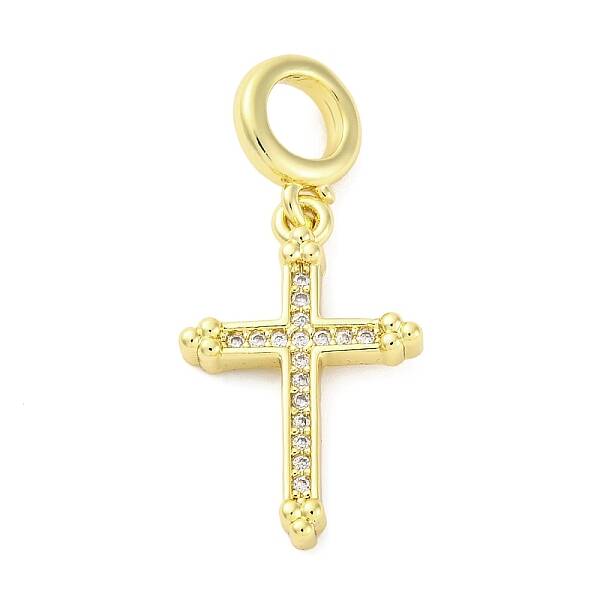 Brass Micro Pave Cubic Zirconia European Dangle Charms