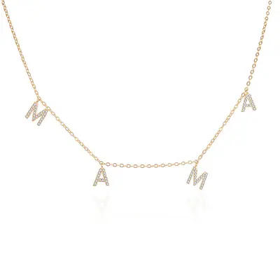 Agato Original Gold Plated Necklace Mom AGT-N009W-G (Chain, Pendant)