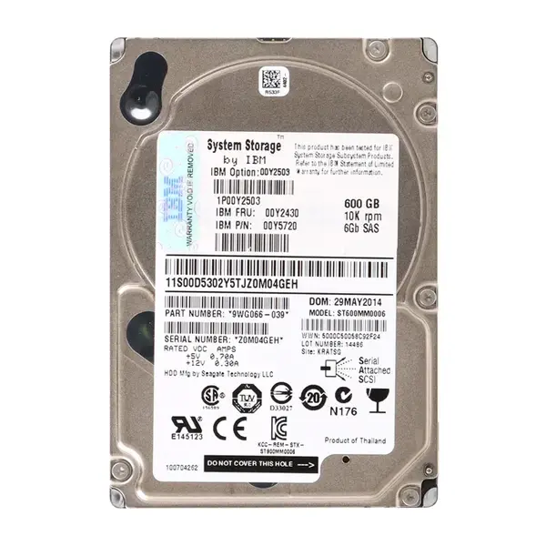 00Y2503 IBM 600GB 6Gb/s SAS 10000 2.5-Inch Hard Drive