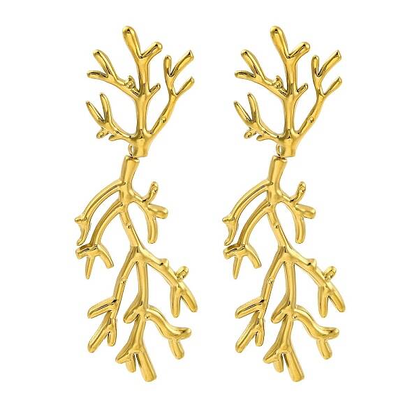 Ion Plating(IP) 304 Stainless Steel Tree Branch Stud Earrings