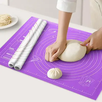 Silicone Food Baking Mat with Scale, Non-slip Baking Pad, Kitchen Baking Mat, Baking Accessories for Home Kitchen, Easy To Cl...