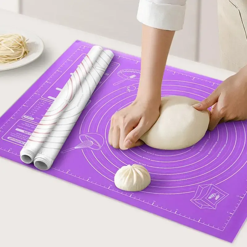 Silicone Food Baking Mat with Scale, Non-slip Baking Pad, Kitchen Baking Mat, Baking Accessories for Home Kitchen, Easy To Cl...
