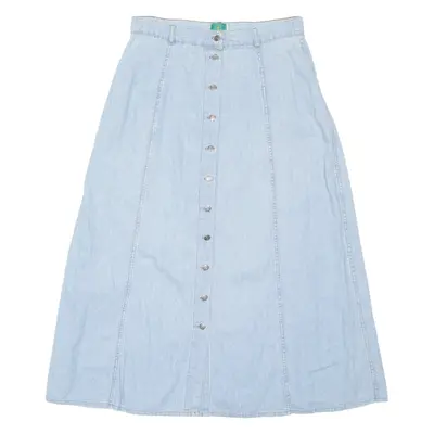 WINCH Buttoned Womens A-Line Skirt Blue Midi Chambray M