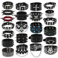Punk Rock Spiked PU Leather Bracelet for Men and Women