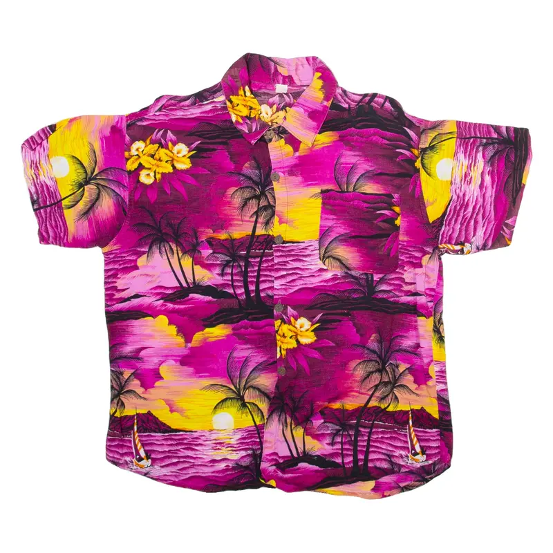 Mens Hawaiian Shirt Purple Floral M