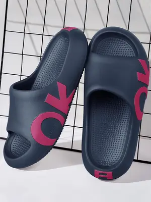 Women's Summer 2024 Fashionable Letter Pattern House Slippers, Soft Lightweight Non-slip Home Slide Sandals for Indoor & Outd...