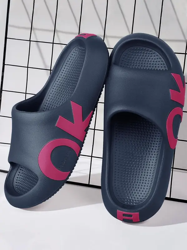 Women's Summer 2024 Fashionable Letter Pattern House Slippers, Soft Lightweight Non-slip Home Slide Sandals for Indoor & Outd...