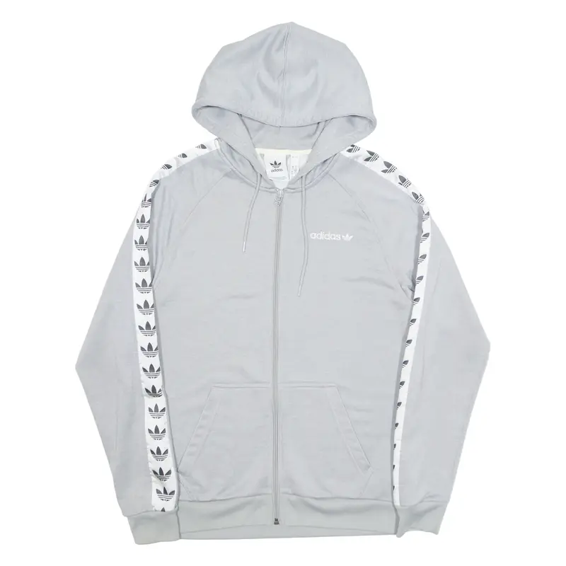 ADIDAS Mens Grey Hoodie Full Zip S