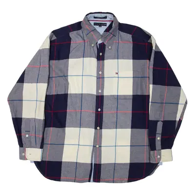 TOMMY HILFIGER Mens Shirt Blue Plaid Long Sleeve XL