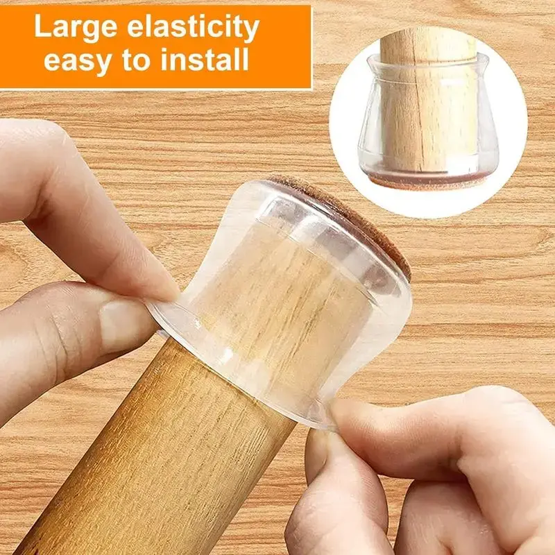24 Pcs Chair Leg Floor Protectors for Hardwood Floors Silicone Covers to Protect Wood Tile Floors Felt Pads Furniture Leg Cap...