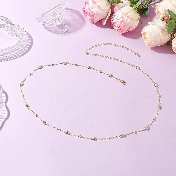 Brass Clear Cubic Zirconia Satellite Chain Waist Chains