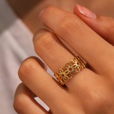 304 Stainless Steel Adjustable Cuff Rings for Women