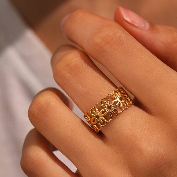 304 Stainless Steel Adjustable Cuff Rings for Women