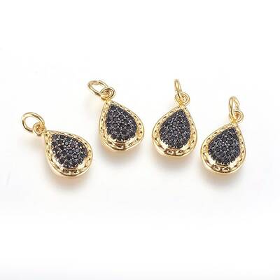 Brass Micro Pave Cubic Zirconia Charms